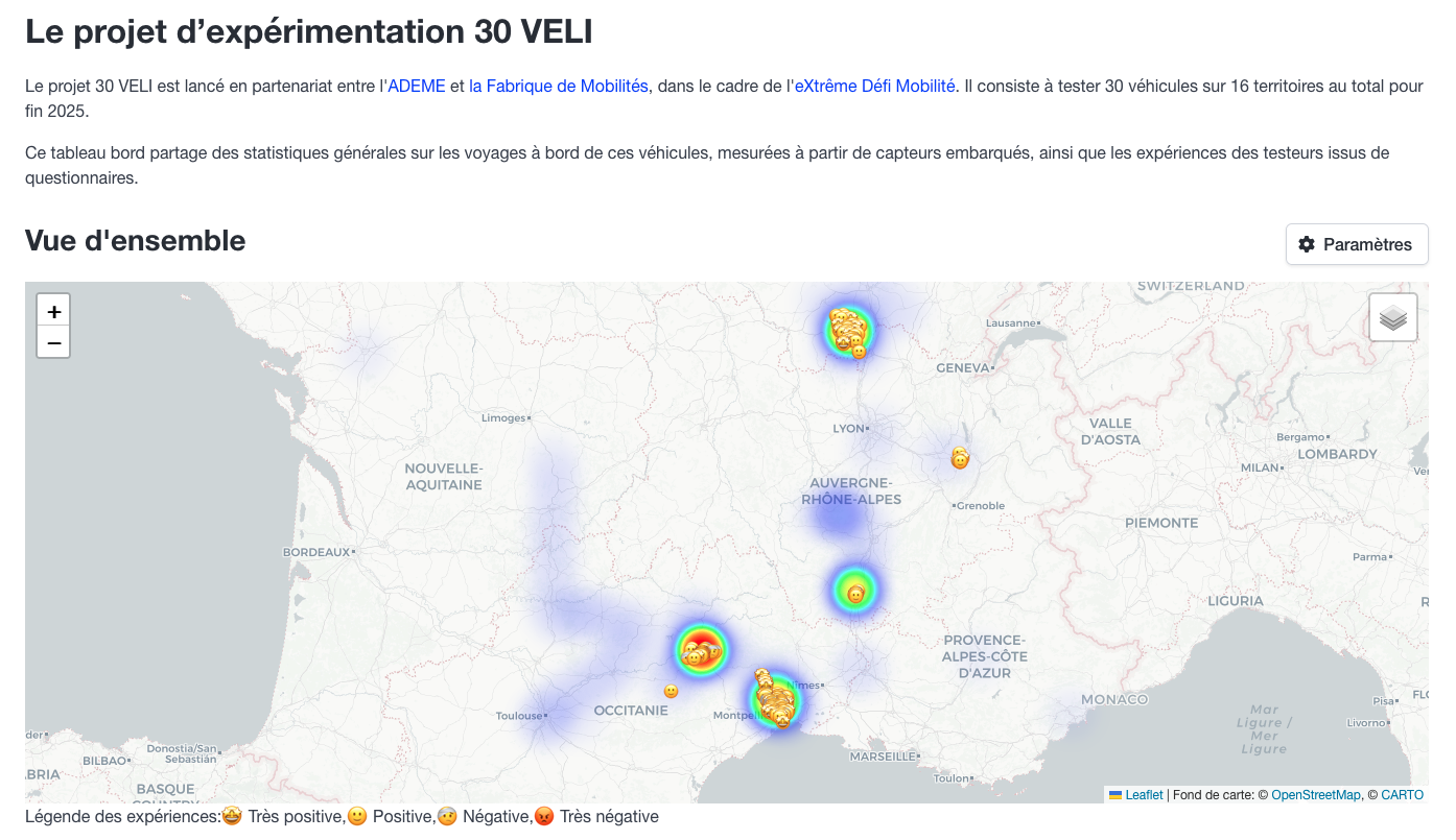 Visualisation des VELI sur une carte